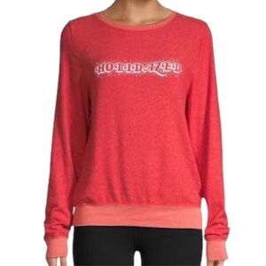 Wildfox NWT Red Holidazed Baggy Beach Jumper Long Sleeve Relaxed Fit Top M